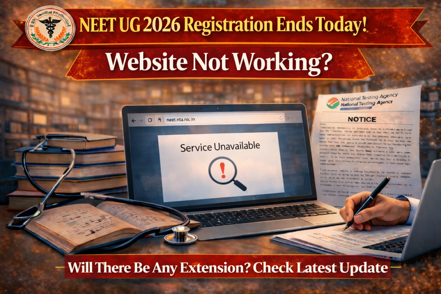 NEET UG 2026 Registration Ends Today Website Not Working Check Latest Update, Extension News, and NTA Guidelines